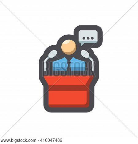 Speaker From Tribune Vector Icon Cartoon Illustration