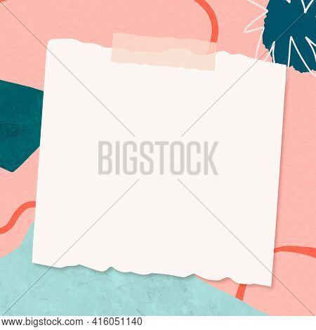 Paper note frame with pink Memphis pattern background