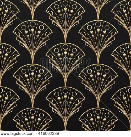Gatsby palmette patterns on dark background