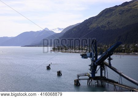 Seward, Alaska / Usa - August 08, 2019: Seward Port View From Cruise Ship Deck, Seward, Alaska, Usa