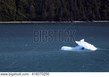 Hubbard Glacier, Alaska / Usa - August 08, 2019: View From Ship Cruise Deck Near Hubbard Glacier, Se