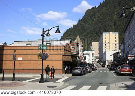 Juneau, Alaska / Usa - August 09, 2019: Juneau Downtown, Juneau, Alaska, Usa