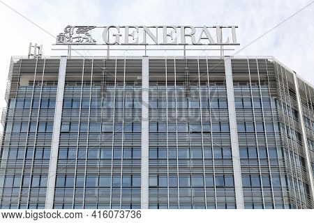 Milan, Italy - September 16, 2016: Generali Logo On A Building. Generali Is The Largest Insurance Co