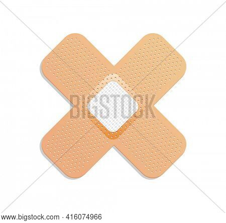 Medical plaster. Adhesive bandage or sticking plaster. Medical band aids protection patch for first aid. Protection and care.  cartoon plaster on white background