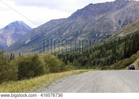 Yukon, Canada / Usa - August 10, 2019: Yukon Landscape View, Yukon, Canada, Usa