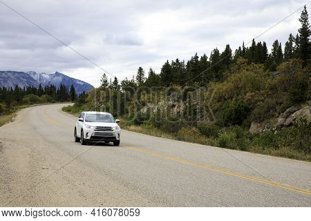 Yukon, Canada / Usa - August 10, 2019: Yukon Road View, Yukon, Canada, Usa