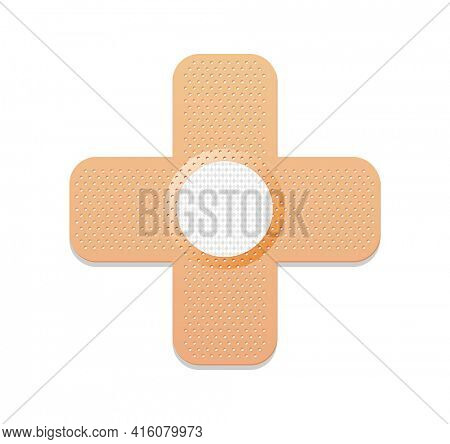 Medical plaster. Adhesive bandage or sticking plaster. Medical band aids protection patch for first aid. Protection and care.  cartoon plaster on white background