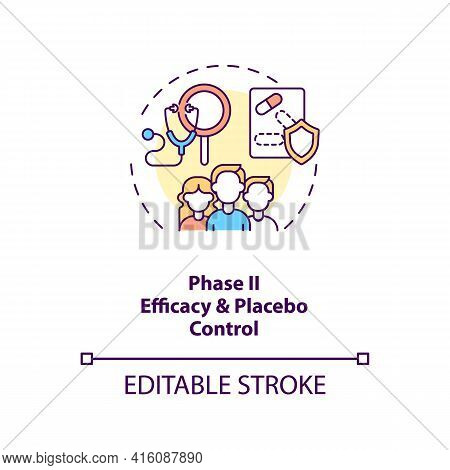 Efficacy And Placebo Control Concept Icon. Clinical Trials Phase 2 Idea Thin Line Illustration. Dosi
