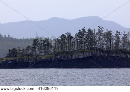Inside Passage, Alaska / Usa - August 18, 2019: Inside Passage Coastline Landscape, Inside Passage, 