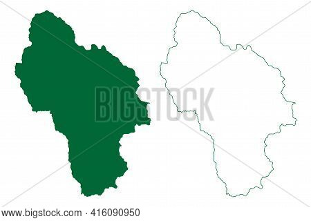 Kullu District (himachal Pradesh State, Republic Of India) Map Vector Illustration, Scribble Sketch 