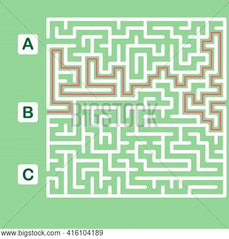 Labyrinth Shape Design Element. Three Entrance, One Exit And One Right Way To Go.