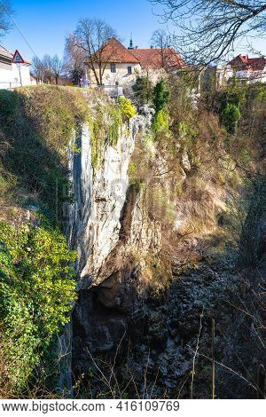 Town Of Ogulin And Dobra River Canyon Abyss View, Landscape Of Central Croatia
