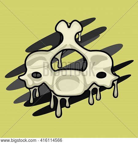 Image Of A Part Of A Human Skeleton With Paint Smudges. Human Vertebra. Vector Image.