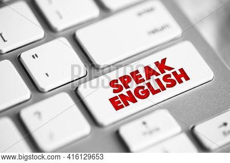 Speak English Button On Keyboard, Education Concept Background
