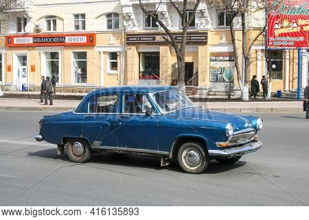 Ufa, Russia - April 25, 2008: Soviet Luxury Car Gaz 21 Volga In The City Street.