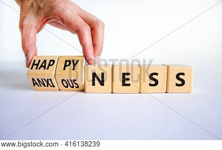 Happyness Or Anxiousness. Doctor Turns Cubes And Changes The Word 'anxiousness' To 'happyness'. Beau