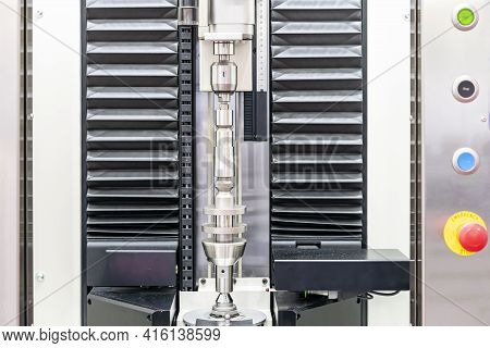 Automobile Part During Setup On Rotate Chuck Of High Technology And Precision Measuring Machine For 