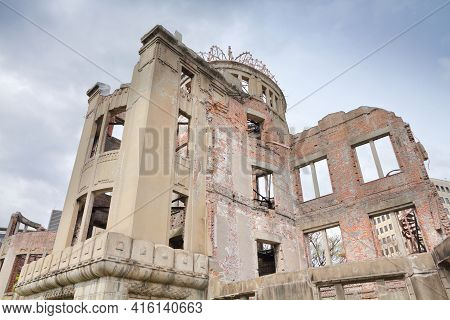 Atomic Bomb Dome In Hiroshima. Building Destroyed By The Atomic Bomb In Hiroshima, Japan.