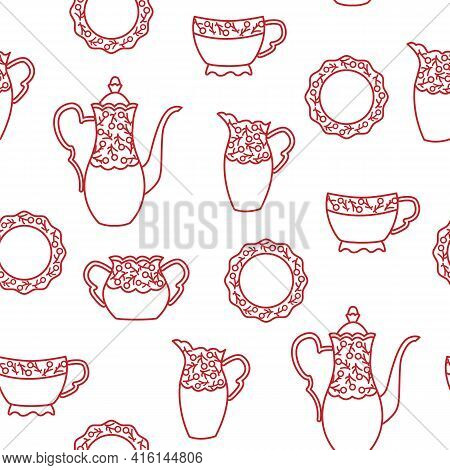 Pattern For Kitchen On Background White.vector Illustration