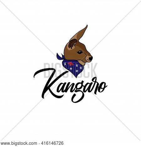 Head Kangaro Design Logo Vector. Kangaro Animal Vector