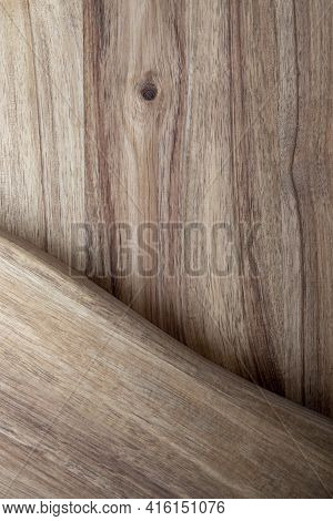 Beautiful Acacia Wood Texture. Rustic Look With Veins, Knots And Copy Space.