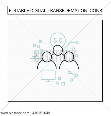 Society 5.0 Line Icon.human-centered Association.super-smart Society. Sustainable, Inclusive System,