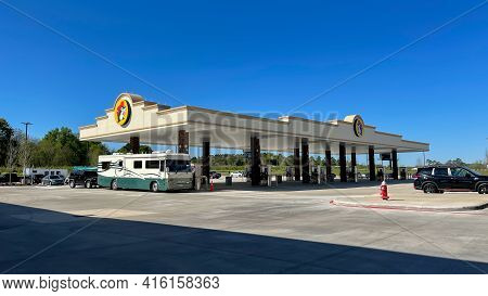 The Exterior Of A Buc Ees Gas Station, Fast Food Restaurant, And Convenience Store