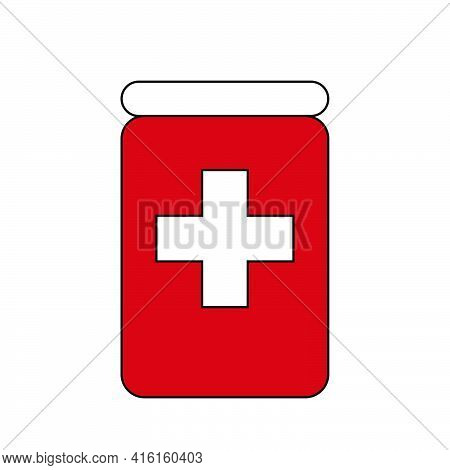 Medical Tablets, Pills Bottle, Simple Flat Illustration