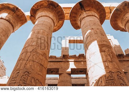 Ruins Of The Egyptian Karnak Temple, The Largest Open-air Museum In Luxor.