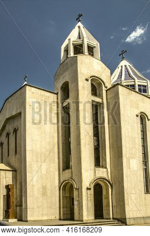 View Of The Right Corner Of The Bell Tower Of The Armenian Apostolic Church Of St. Sarkis With Arche