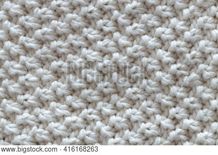 Background From Beautiful, Knitted Background, Nodules Pattern. Concept Handicrafts, Diy, Leisure, F