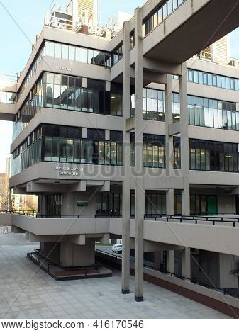 Leeds, West Yorkshire, United Kingdom - 25 April 2019: The Brutalist 1960s Irene Manton Building At 