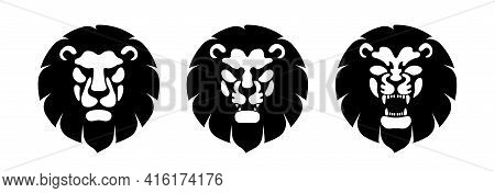 Lion Head Front View Logo Vector Design Template Icon Illustration