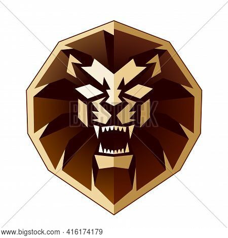 Lion Head Front View Logo Vector Design Template Icon Illustration