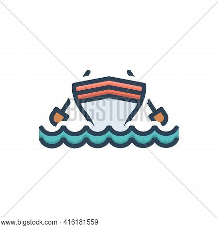 Color Illustration Icon For Boat Marine  Transport Kayak Cockboat Pinnace