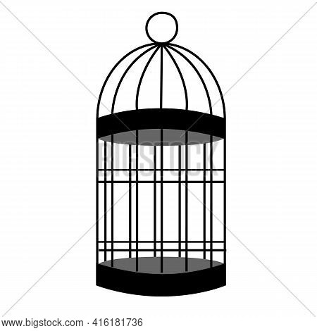 Bird Cage Icon On White Background. Flat Style. Cage Symbol. Empty Bird Cage Sign.