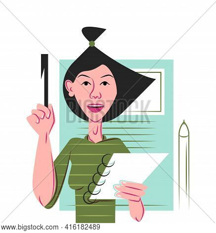 Vector Student Girl In Shadow Of Sharp Lines Style
