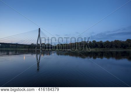 Warsaw, Poland, September 19: The Swietokrzyski Bridge Over Vistula River, On September 19, 2013. Fi