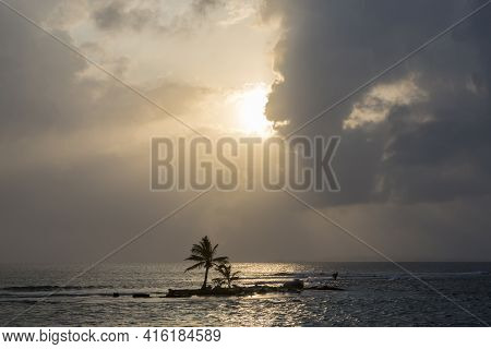 Ocean And Coconut Trees In San Blas Islands, Panama 2014.