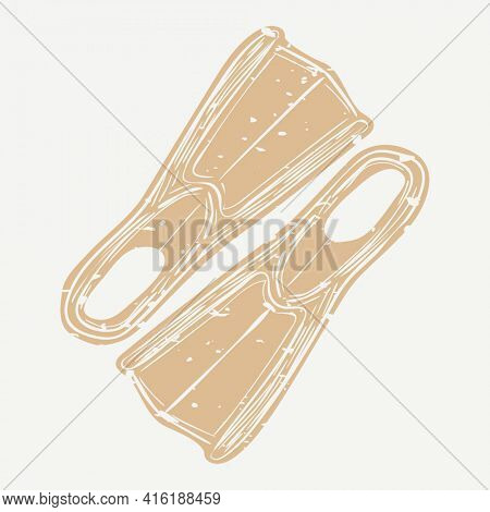 Beige swim fins printmaking in cute design