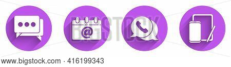 Set Speech Bubble Chat, Calendar With Email, Telephone With Speech Bubble Chat And Phone And Graphic