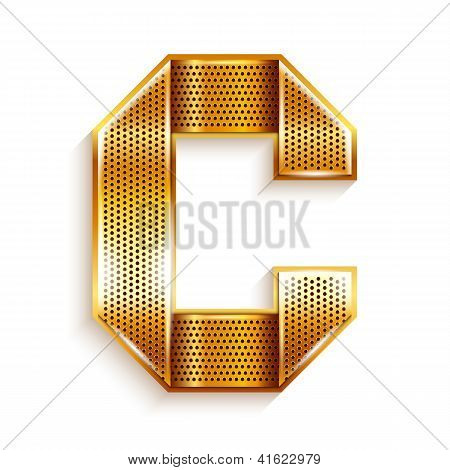 Letter metal gold ribbon - C