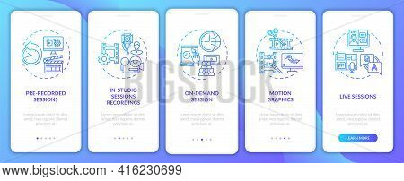 Distant Event Content Onboarding Mobile App Page Screen With Concepts. Motion Graphics, Live Event W