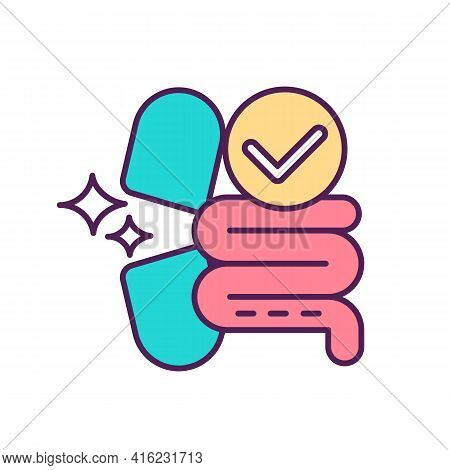 Digestive Health Supplements Rgb Color Icon. Enhancing Digestion. Incorporation Into Eating Habits. 