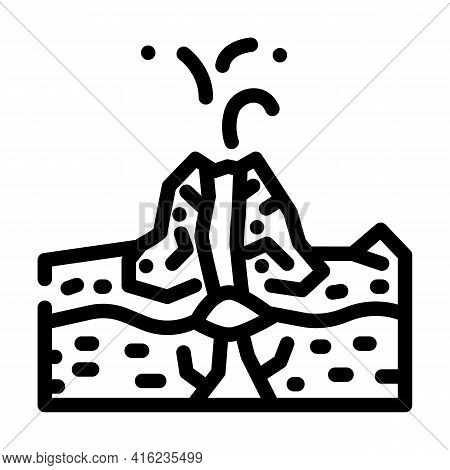 Phreatic Type Of Eruption Line Icon Vector. Phreatic Type Of Eruption Sign. Isolated Contour Symbol 