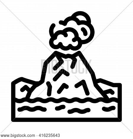 Island With Volcano Line Icon Vector. Island With Volcano Sign. Isolated Contour Symbol Black Illust