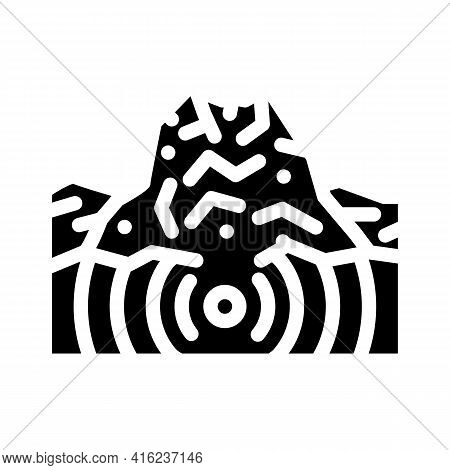 Earthquake Volcano Glyph Icon Vector. Earthquake Volcano Sign. Isolated Contour Symbol Black Illustr