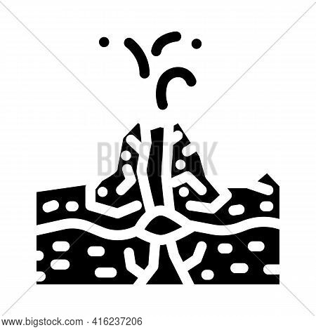 Phreatic Type Of Eruption Glyph Icon Vector. Phreatic Type Of Eruption Sign. Isolated Contour Symbol