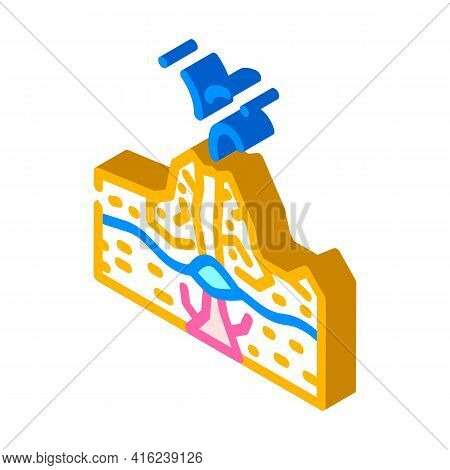 Phreatic Type Of Eruption Isometric Icon Vector. Phreatic Type Of Eruption Sign. Isolated Symbol Ill