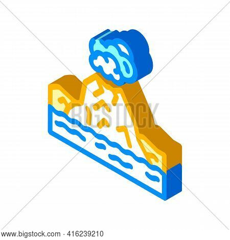 Island With Volcano Isometric Icon Vector. Island With Volcano Sign. Isolated Symbol Illustration